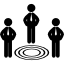 Business men around target concentric circles symbol