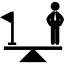 Balanced symbol with a man and a flag