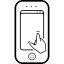 Hand on mobile phone touching screen