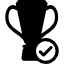 Football winning trophy with check mark