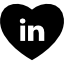 Heart with social media logo of linkedin