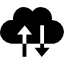 Cloud exchange symbol with up and down arrows couple